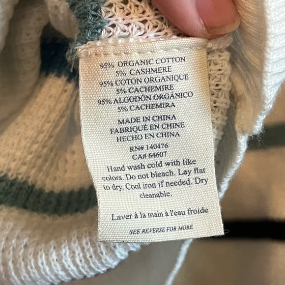 New Faherty Sz XL Womens Waffle Knit Rainbow Stripe Long Sleeve Sweater Top $148 - Picture 7 of 10